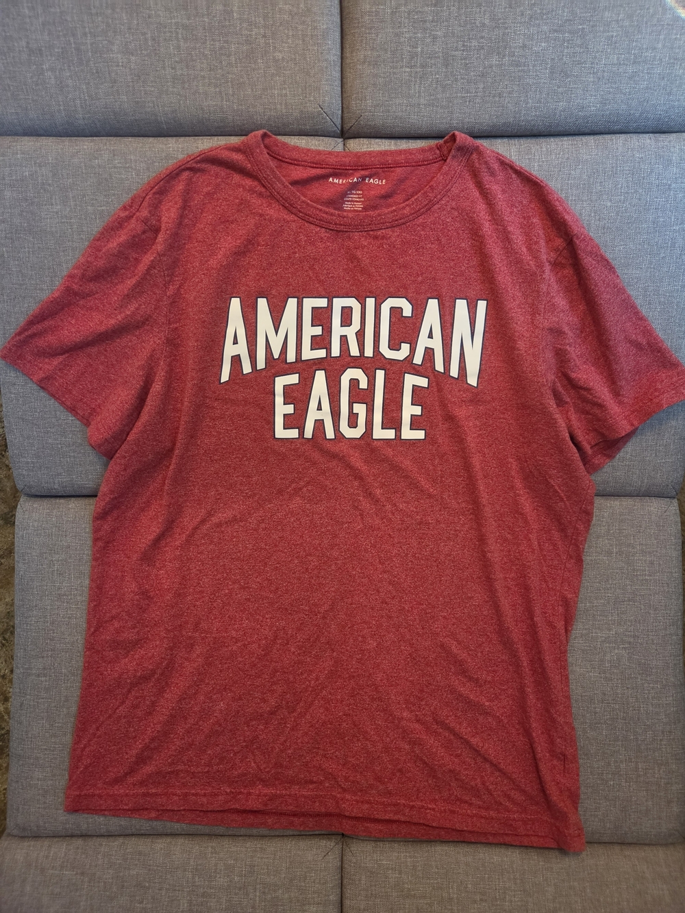 American Eagle Outfitters Red Heather Logo Crewneck Tee XL